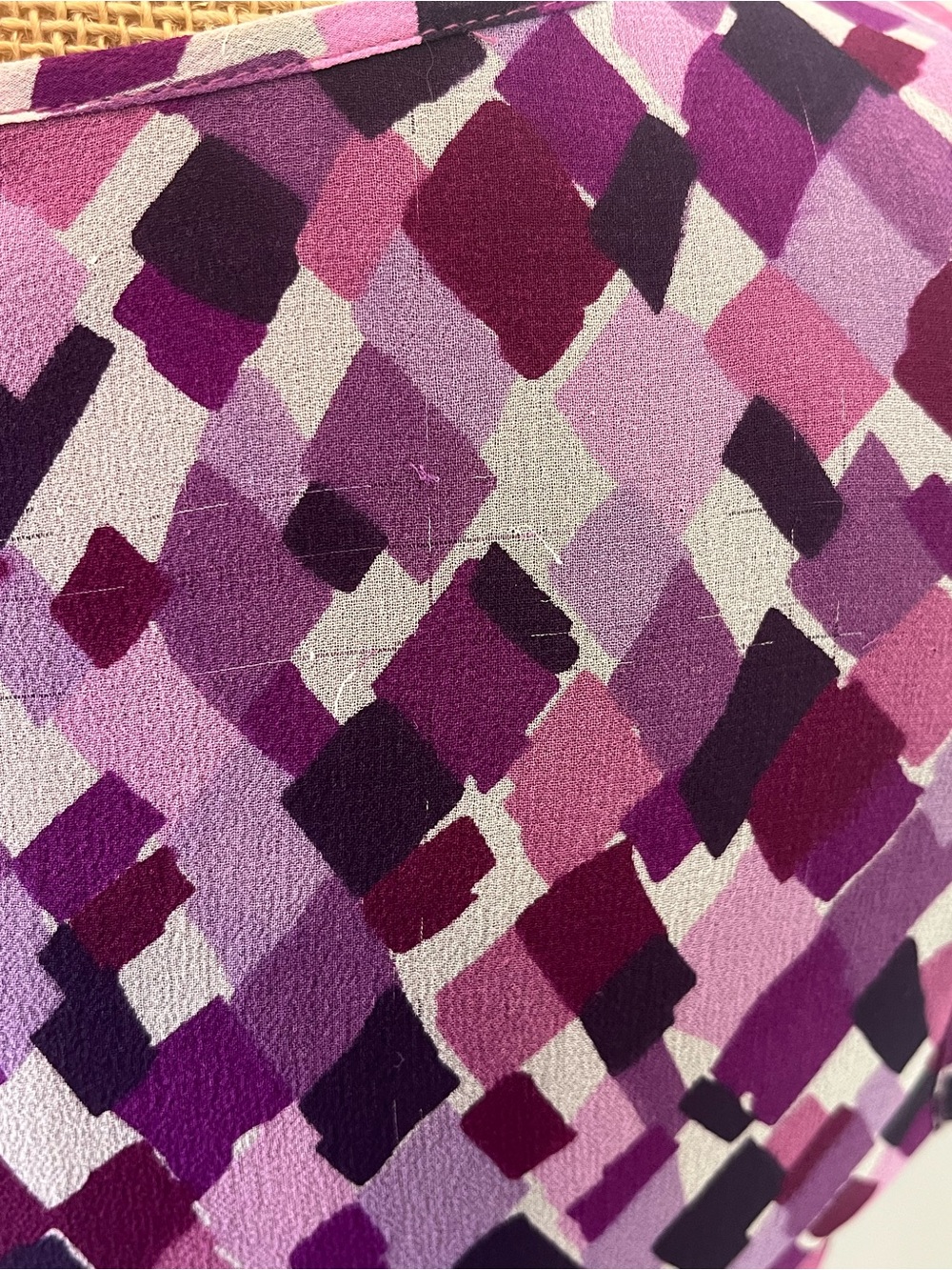 Karen Kane 100% Silk Bias Cut Stretch Maxi Dress Abstract Purple Size Small - Picture 11 of 16